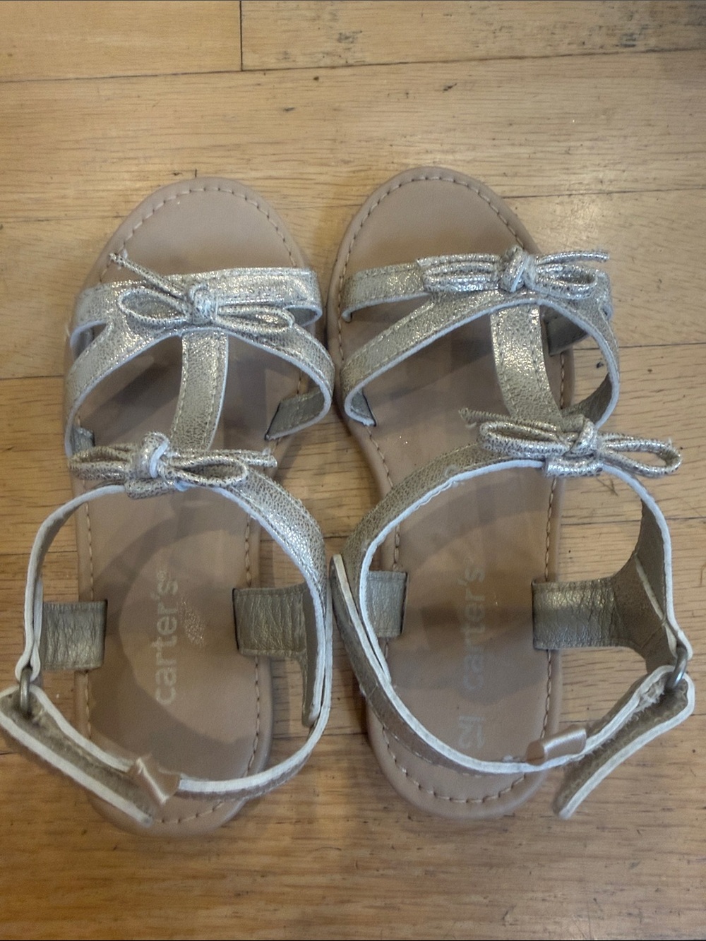Carter's Glitter Bow Silver Kids Sandals
